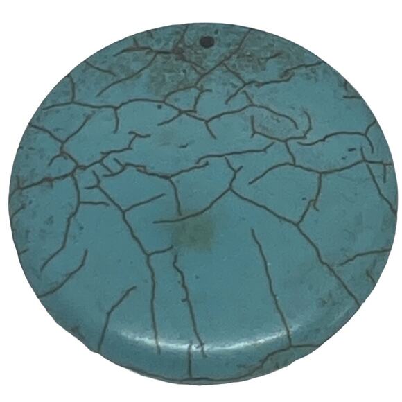 Fashion Simulated Turquoise Round Stone Disc 1 5/8” Pendant China Christmas Gift - Picture 5 of 9